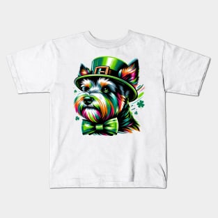 Australian Terrier Dons Spirit of Saint Patrick's Day Kids T-Shirt